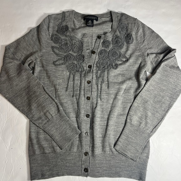 Banana Republic Sweaters - Banana Republic Extra Fine Merino Wool Exclusive Decoration Gray Cardigan Size S